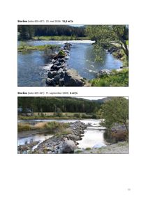 Fotografier av elva Storåne tatt i mai 2024 og september 2009.