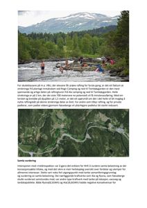 Et fotografi av en elv med personer som rafting, samt en satellittbilde av et landskap med en rutenett. Bildet er en del av en rapport eller presentasjon om rafting og kraftverk.
