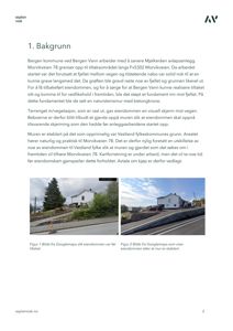 Dokumentet inneholder tekst om bakgrunnen for et tiltak og to fotografier (Figur 1 og Figur 2) som viser eiendommen før og etter etablering av en mur.