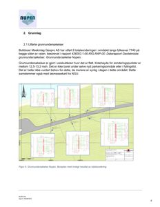 Situasjonsplan (boreplan) som viser grunnundersøkelsene (totalsonderinger) i området langs fylkesvei 7740, inkludert topografi og plassering av sonderingspunkter.
