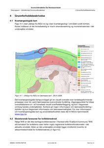 Kart over kvartærgeologi (løsmasseforhold) for Åse Montessoriskole, inkludert fargekoding og tekstbeskrivelse.