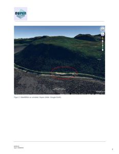 Satellittfoto av et område (Nupen) med en markert byggeplass, hentet fra Google Earth.