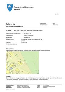 Et kart som viser eiendommen og nabolaget i Vedestrand kommune.