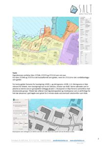 Bildet viser en situasjonsplan (tomtekart) med overlagte farger som angir faresoner (H320, H190_1,2a) og sikringssoner. Det er også inkludert en illustrasjon av flomutsatt område fra Kartverket.