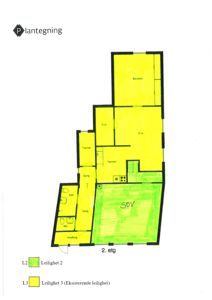 Plantegning av 2. etasje som viser romfordeling for to leiligheter (L2 og L3) med rombetegnelser som soverom, stue, kjøkken, bad og WC.