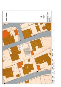 Situasjonsplan som viser tomt, bygninger, veier og parkeringsplasser i Bamble kommune.