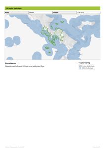 Kart som viser 100-meter belte langs kysten (grønne områder) i forhold til landmassen (grått).