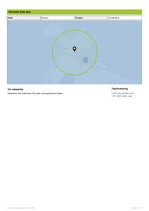 Kart som viser et geografisk område med en markert 100-meter-belte langs kysten.