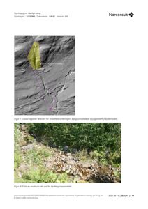 Et fotografi av elvebunn rett øst for kartleggingsområdet, inkludert en høydemodell (skyggereleff) over samme område.