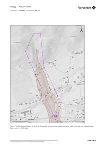 Situasjonsplan (aktsomhetskart) som viser etasjens beliggenhet i forhold til nabolag, terrengforhold og infrastruktur.