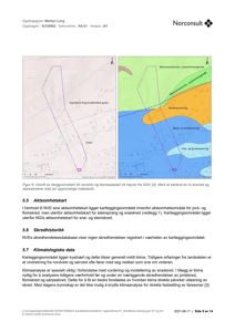 Bildet viser et berggrunnskart og en løsmassekart (geologisk kart) over et kartleggingsområde, samt tekster om aksomhetskart, skredhistorikk og klimatologiske data.