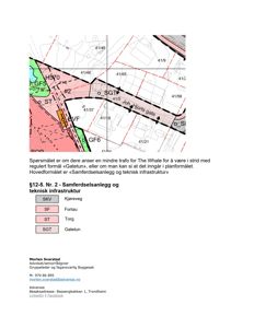 Situasjonsplan som viser tomtedeling, gatenummering (f.eks. 41/46, 41/58) og infrastruktur (kjøreveg, fortau, gatetun) med tilhørende tekst om samferdselsanlegg.