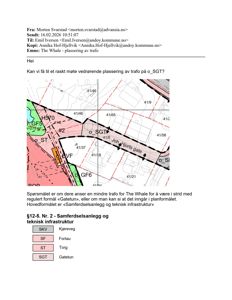En situasjonsplan eller kartutsnitt som viser arealbruksinndeling (fargekodet), vegnett, gatenummer og planformål for et område.