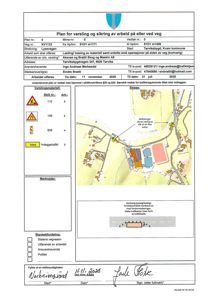 En plan for varsling og sikring av arbeid ved veg, som inneholder en situasjonsplan (kart) over området, samt teknisk informasjon om varslingsskilt og ansvarshavende.