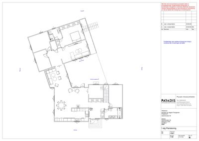 Etasjeplan (1 etg) som viser romfordeling, møblering og dimensjoner for en bolig.