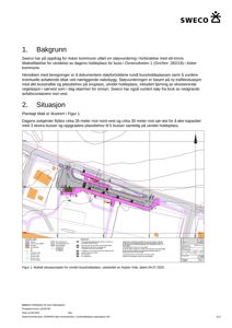 Situasjonsplan som viser plassering av bussholdeplass, vei og omgivende areal.