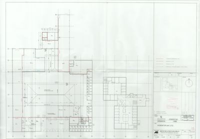 Diversjonsplan for 1. etasje som viser romfordeling, vegger og dører.