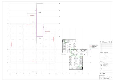 Etasjeplan (Plan 3. etasje) som viser romfordeling, vegger og dimensjoner for en bygning.