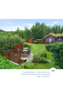 Fotografi av en fritidseiendom med tre hytter, en terrasse og omgivelser.