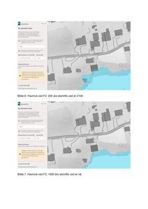 Bildet viser to skjermbilder fra et digitalt kartverktøy (Kartverket) som illustrerer havnivåutvikling og oversvømmelsessoner for en bygning i Sjøhagen. Det er tegninger/kart over tomten.