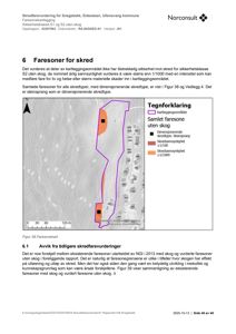 Kart over faresoner for skred i et kartleggingsområde, med tegnforklaring og dimensjonerende skredtype vist.