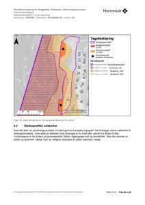 En kartografisk oversikt over faresoner for snøskred i et bestemt område, inkludert en tegnforklaring og en sammenligning av nye og gamle soner.