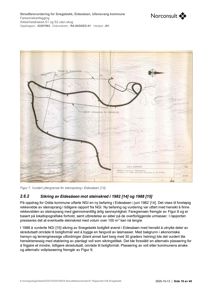 Et historisk kart over Eidesåsen som viser en planlagt steinsprang (markert med P1 og P2) og en skravert område for utbygging.