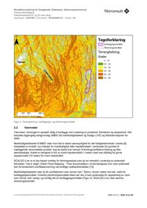 Et kart som viser terrengheining (fargekodet) og kartleggingsområdet (lilla) for en skredfarevurdering.