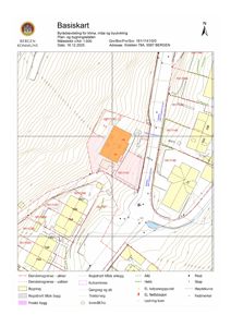 Basiskart fra Bergen kommune som viser eiendomsgrenser, bygninger, topografi og infrastruktur for Kolstien 78A.