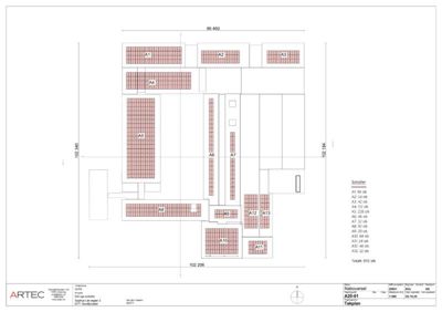 Etasjeplan (takplan) som viser romfordeling og arealoppdeling i et bygg.