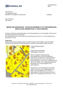 Et kart som viser eiendommen og naboeiendommer med overlagte reguleringsplaner (gule områder).