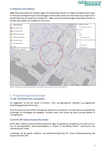 Et situasjonskart (NVES faresonekart) som viser et tilsiktssted markert med en rød sirkel, omgitt av kartlag for kvikkleirefare og marin leire.
