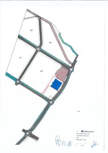 Situasjonsplan som viser tomtens plassering i forhold til veier, nabotomter (K3, K4, K7, K8) og infrastruktur.