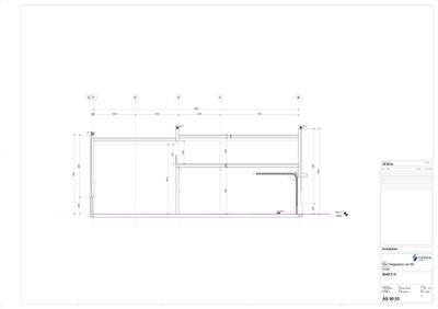 Snittegning (Snitt C-C) som viser bygningens tverrsnitt, høyder og konstruksjonsdetaljer.