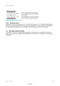 En teknisk detaljtegning (Figur 9) som viser oppbygningen av en veggskille med spesifikke lagtykkelser og materialer, samt tilhørende tekst om akustiske krav.