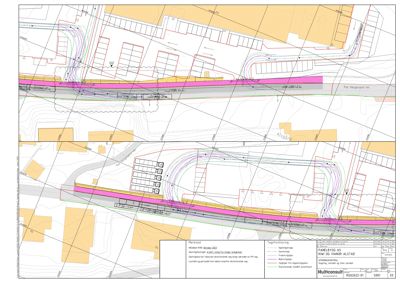 Situasjonsplan som viser tomtens beliggenhet i forhold til omgivelsene, inkludert vei (Par Helgenson vei), topografi og planlagte byggplasseringer.