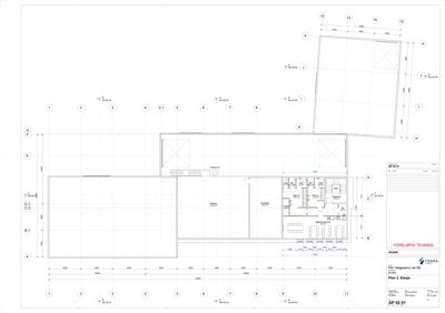 Etasjeplan (Plan 2. Etasje) som viser romfordeling, vegger og dimensjoner for en bygning.