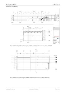 Bildet viser to snittegninger (Snitt A-A, B-B og C-C) som illustrerer bygningens tverrsnitt, inkludert fundament, vegger og takkonstruksjon.