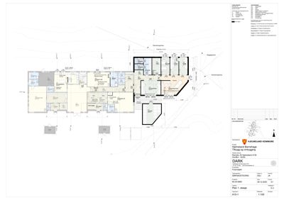 Etasjeplan (1. etasje) for Heiøland Barnehage, som viser romfordeling, vegger og dimensjoner.