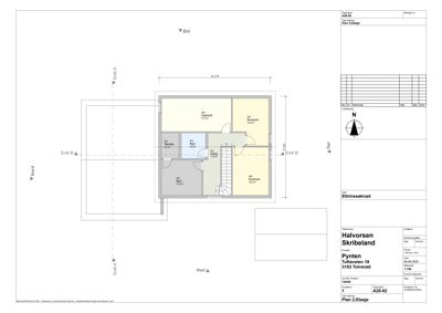 Etasjeplan (Plan 2.Etasje) som viser romfordeling, størrelser og orientering for et hus.