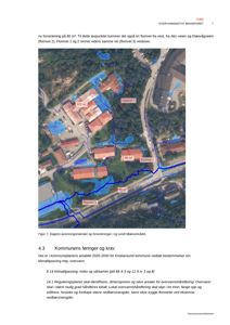 Et oversiktskart (flyfoto) som viser dagens avrenningsmønster, forsinkringer og flomveier i et bestemt område.