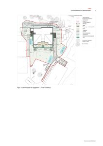 Situasjonsplan (utomhusplan) som viser bygningens plassering i forhold til eksisterende og nye vegsystemer, overvannshåndtering og topografi.