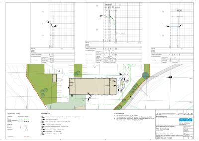 Etasjeplan eller situasjonsplan med romfordeling og grunnplan for en bygning.