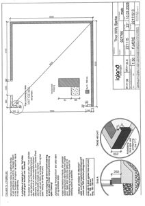 Etasjeplan med romfordeling, mål, og detaljer for port og vinduer.