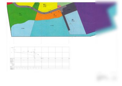 Situasjonsplan som viser tomtedeling, arealer (F-1, BK-1, N, SB) og terrengprofil.