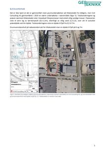 Situasjonsplan som viser tomtens beliggenhet i forhold til nabolag, samt en oversiktsfoto (flyfoto) av området med markerte borehull.