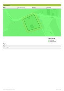 Et kart som viser et felt (Tare høstefelt) med overlappende polygoner, sannsynligvis fra en GIS-analyse eller tilskrivelsesrapport.