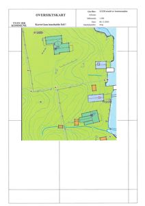 Oversiktskart (situasjonskart) som viser tomtens beliggenhet i forhold til nabolag, terrengforhold og vannveier.