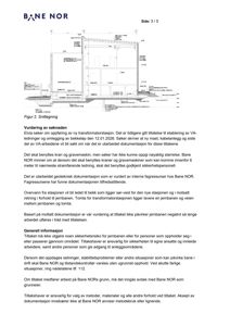 Bildet viser en snittegning (Figur 2) av en transformatorstasjon, inkludert tekst om vurdering av søknaden.