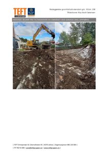 Fotografier av graving og forberedelse av grunn for en garasje.